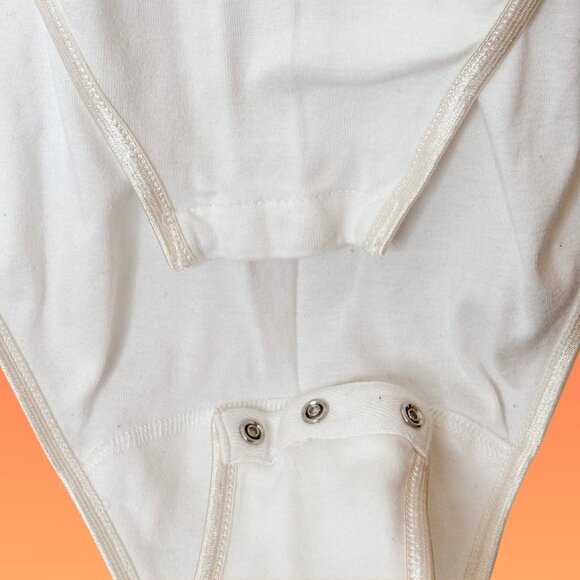 Bravo Cotton White Bodysuit / Leotard with Lace Accents, Size 4 - Picture 5 of 9